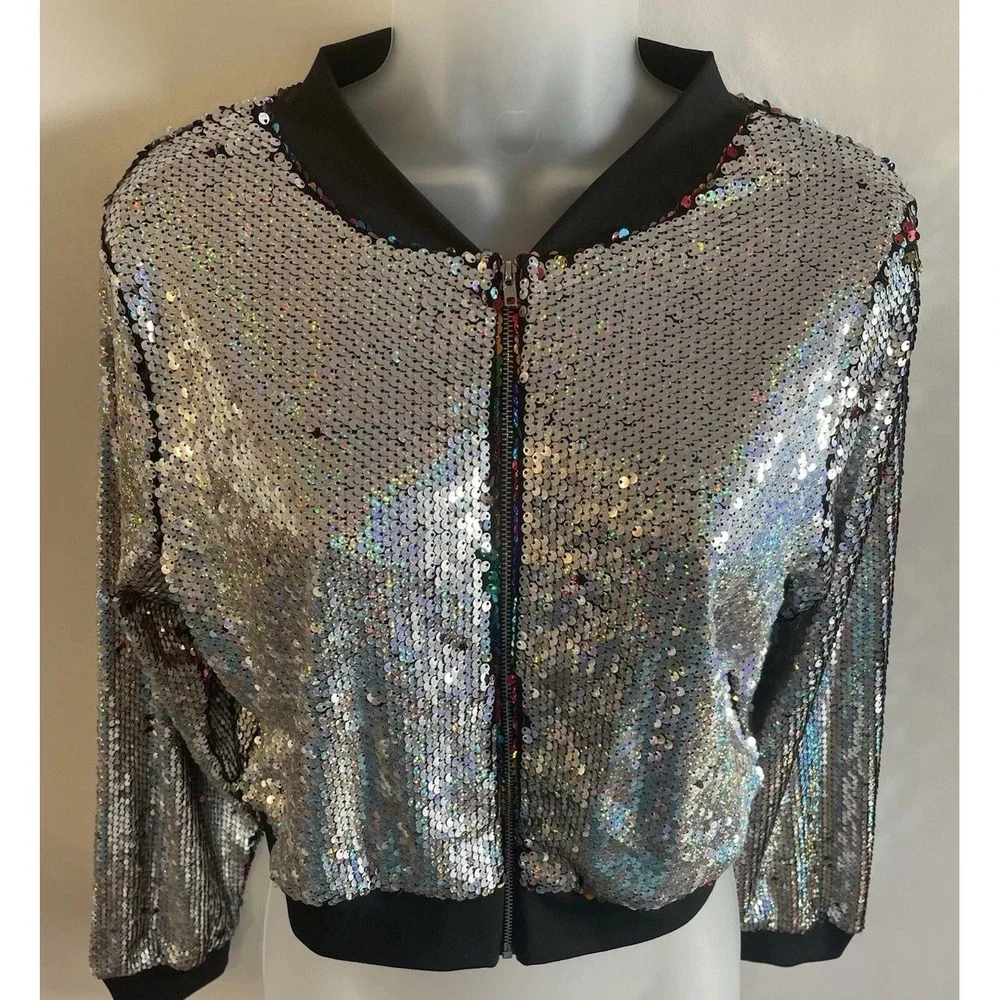 URBAN GROOVE HIP HOP COSTUME SILVER SEQUIN Girls SIZE XL 14 16 Dance X-Large‎